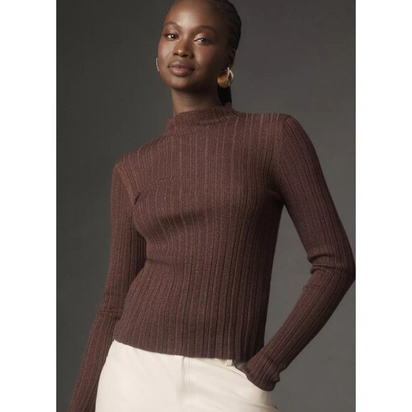 Pilcro Tops - Anthropologie Pilcro Ribbed Long Sleeve Top Brown L